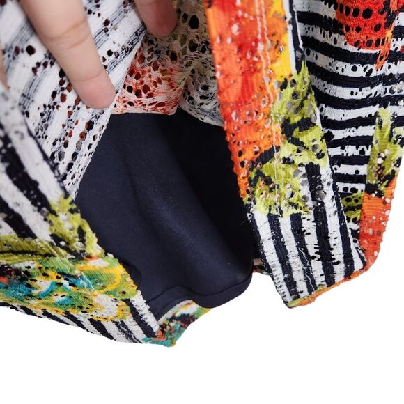 LO'FASSI Dress Womens 7 / 30 Blue White Eyelet‎ Striped Floral Dress LOFASSI - Picture 4 of 7